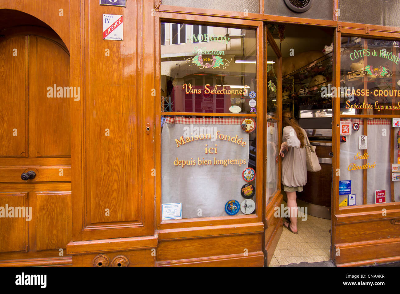 Francia, Rhone, Lione, storico sito elencato come patrimonio mondiale dall' UNESCO, Cafe des Federazioni Bouchon Lyonnais (tipico e Foto Stock