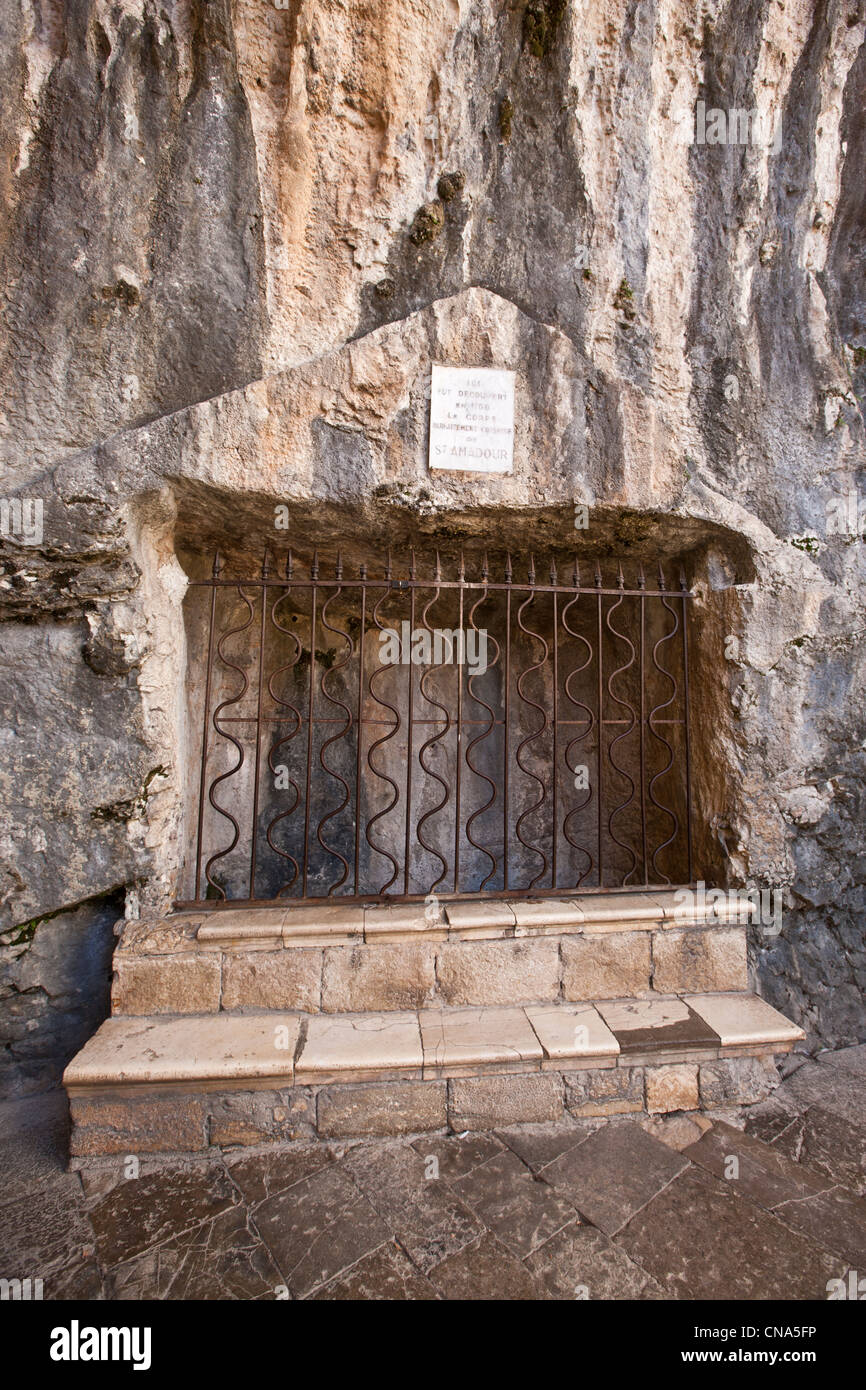Francia, Lot, Rocamadour, tomba di san Amadour Foto Stock