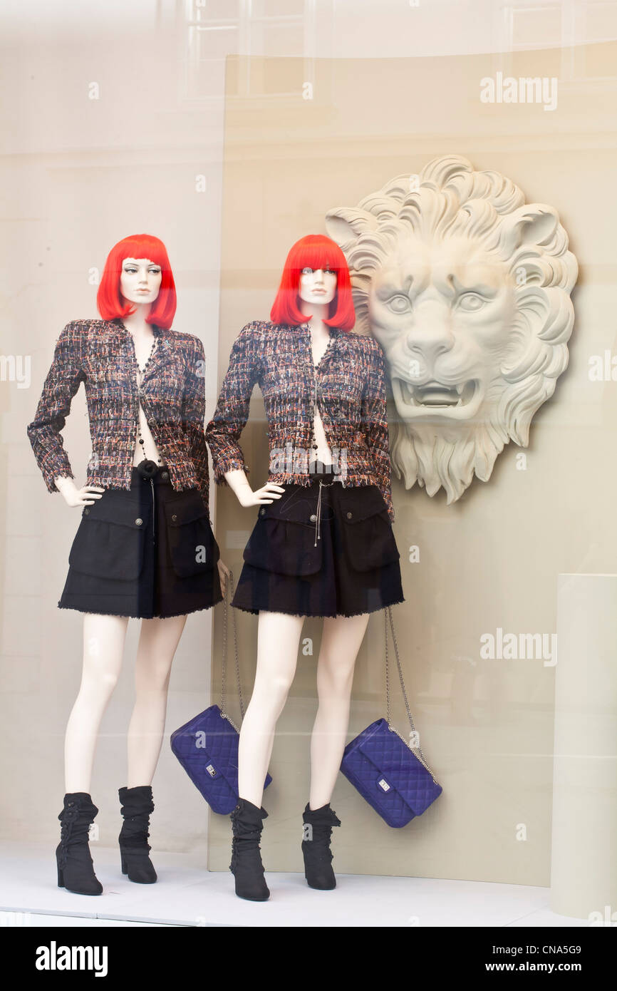 Austria, Vienna, Kohlmarkt, vetrina per la moda francese casa fondata da Gabrielle Chanel Chanel Coco Chanel detto Foto Stock