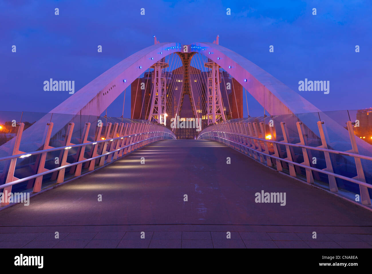 Il ponte di Lowry, Salford Quays, Manchester, Inghilterra Foto Stock