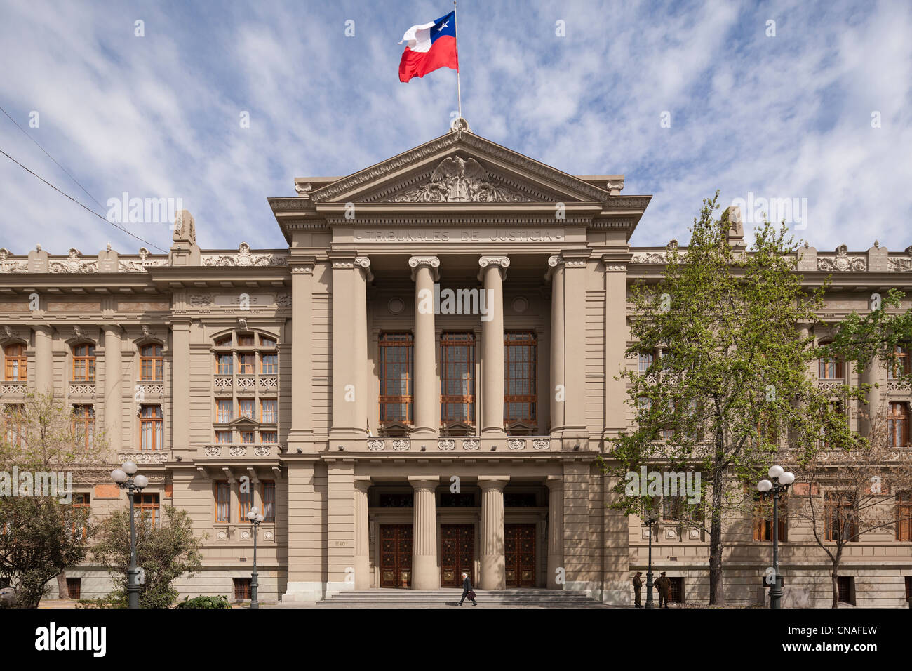 Corte suprema cilena edificio; Palazzo di Giustizia; Tribunales de Justicia, in Santiago de Cile Foto Stock