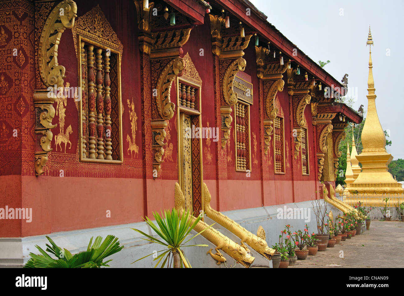 Iva Kharam Sensou tempio, Rue Nokeokoumane, Luang Prabang, Luang Prabang Provincia, Laos Foto Stock