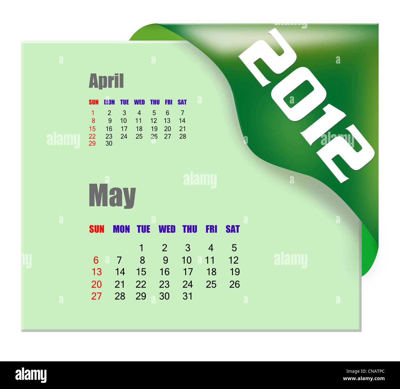 Maggio del 2012 Calendario Foto Stock