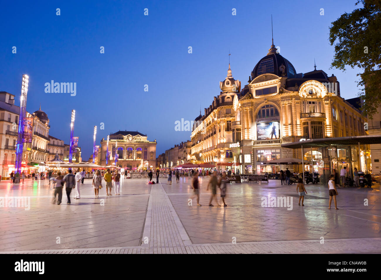 Francia, Herault, Montpellier, centro storico, il Ecusson, Place de la Comedie (Comedy quadrato) Foto Stock