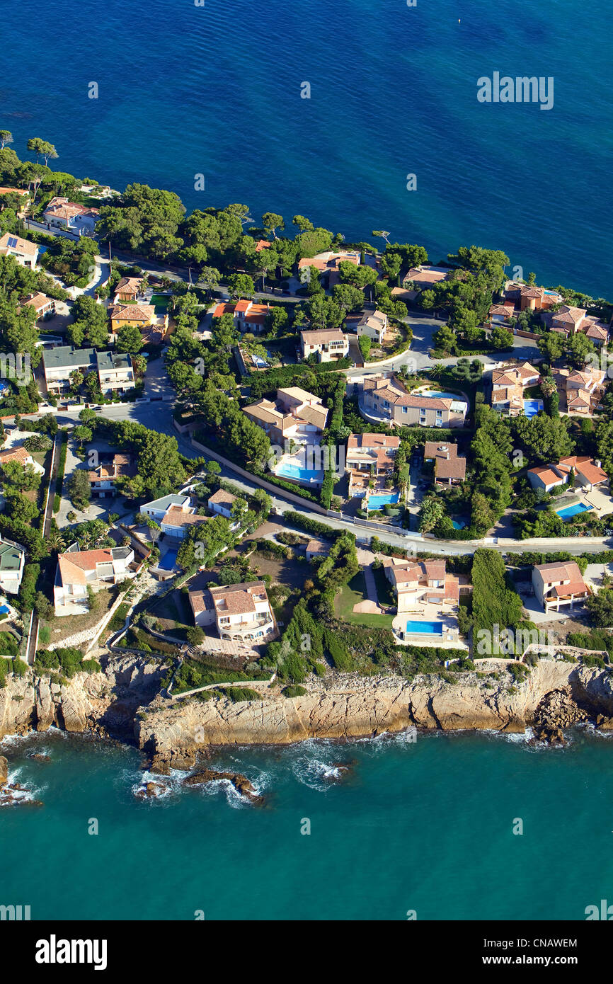 Francia, Var, Sanary sur Mer, Pointe de la Cride (vista aerea) Foto Stock