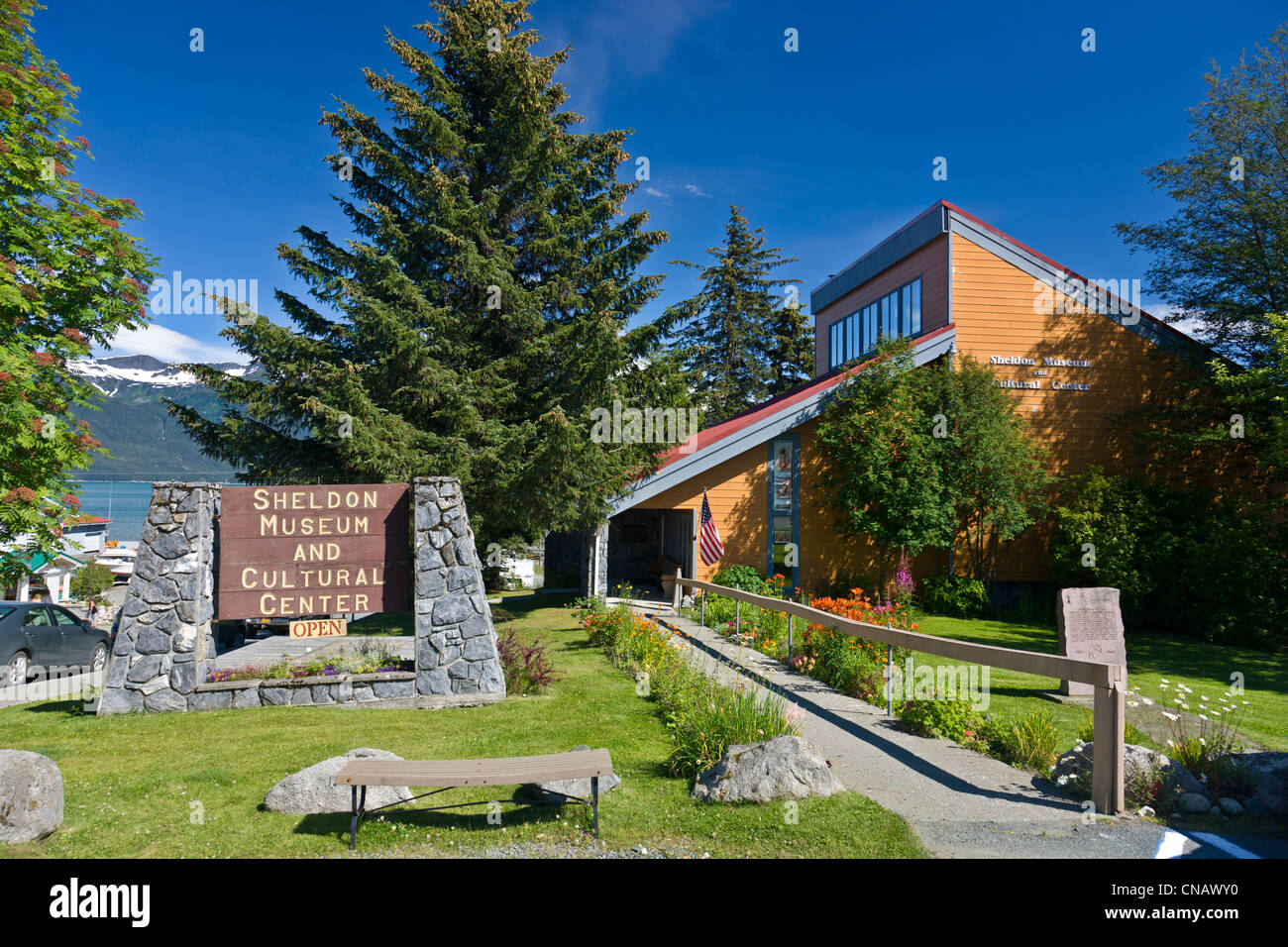 La Sheldon Jackson museo nel centro cittadino di Haines,a sud-est di Alaska, estate Foto Stock