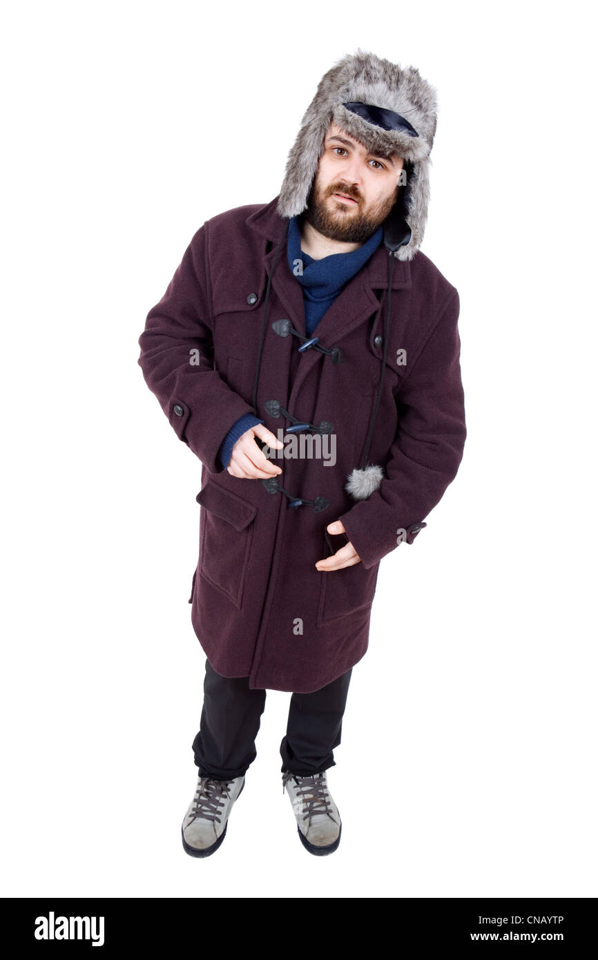 Giovane uomo informale corpo pieno isolato su bianco Foto Stock