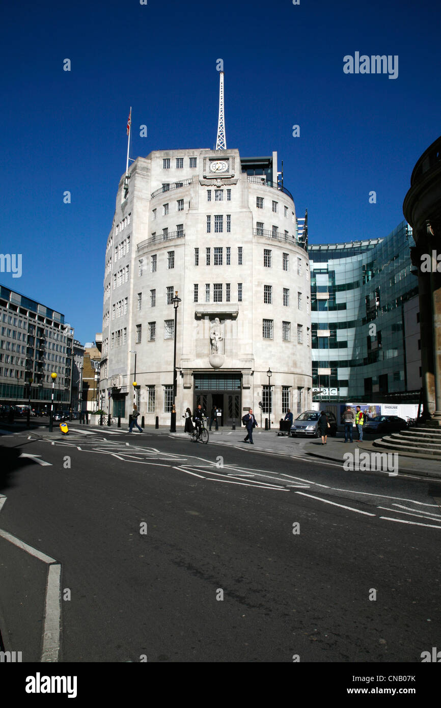 Broadcasting House su Langham Place, Marylebone, London, Regno Unito Foto Stock