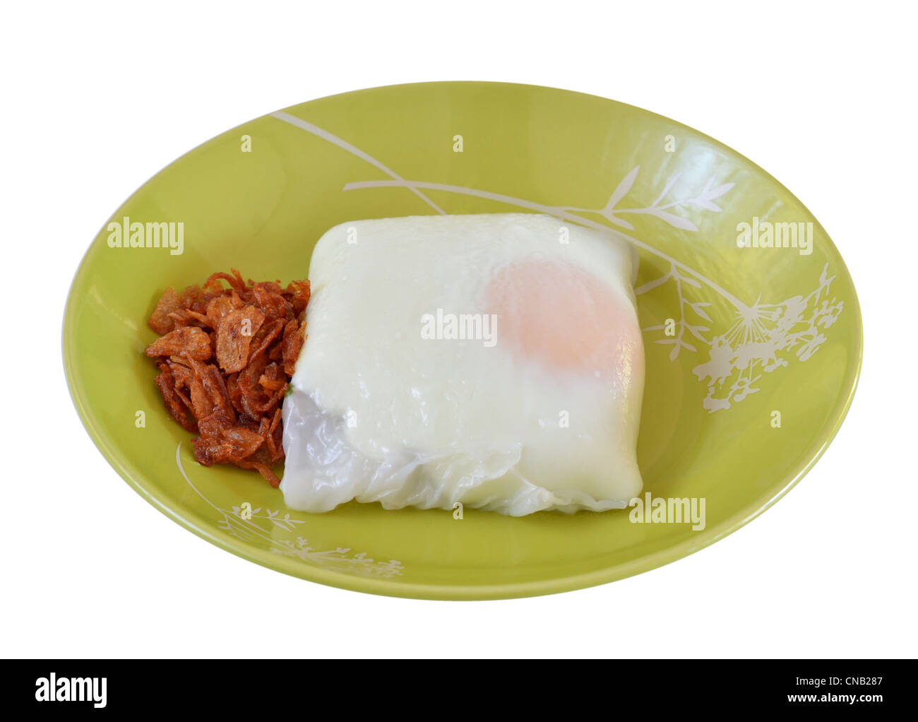 Riso vietnamita rotoli di pasta con ripieno di carne di maiale tagliata a fette e uova , cipolla fritti Foto Stock