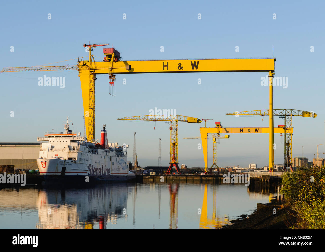 Sansone e Golia, il famoso Harland e Wolff gru, Belfast Foto Stock