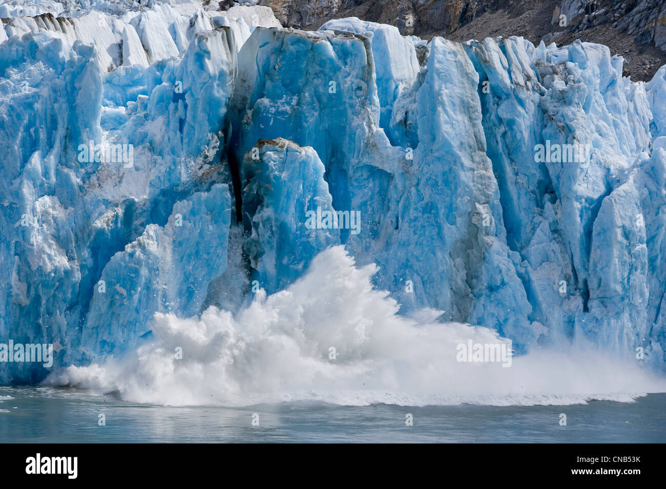 Close up Dawes Glacier parto, Tracy Arm-Fords terrore Wildernatss, a sud-est di Alaska, estate Foto Stock