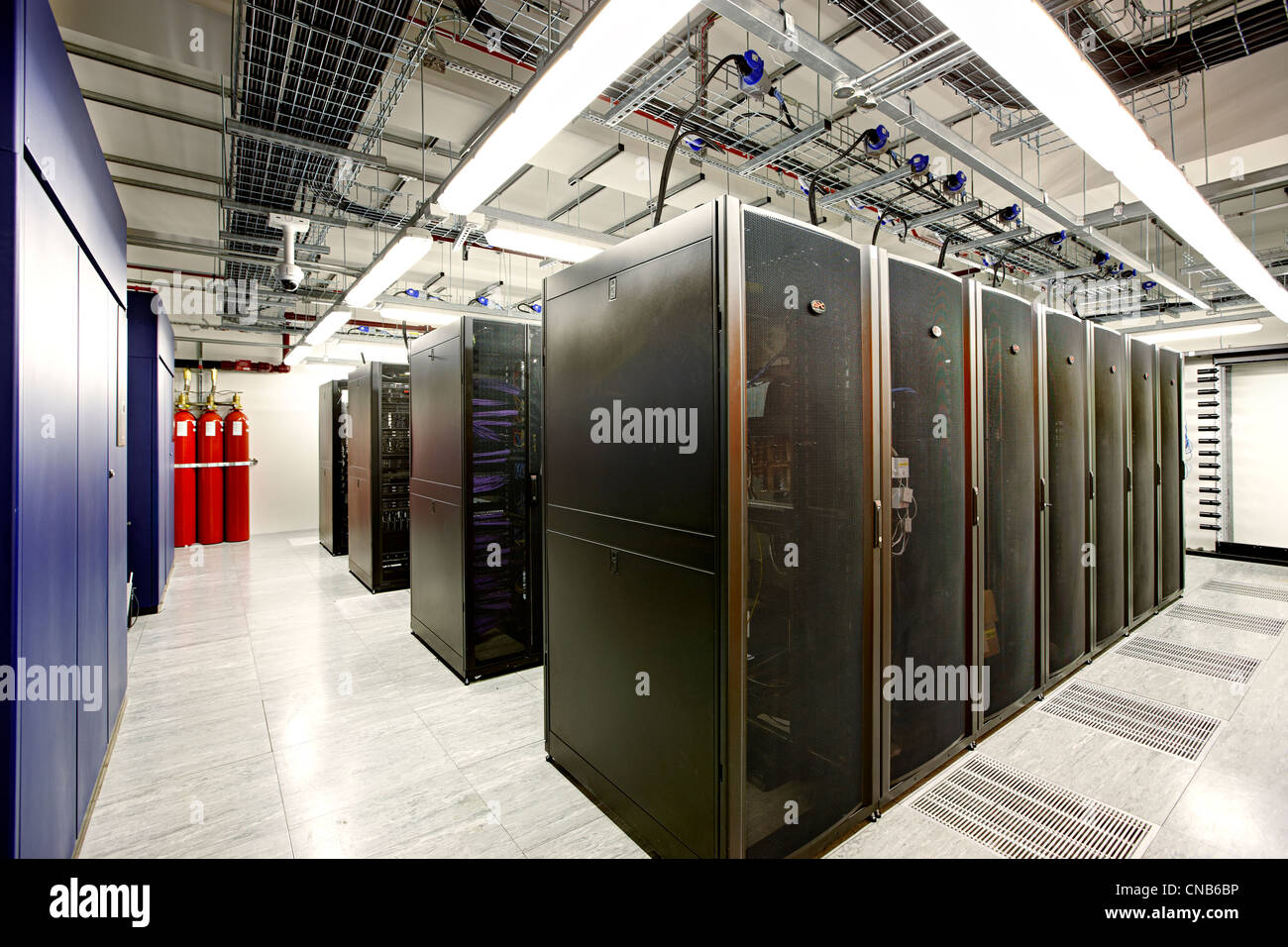 Server rack sala computer banking Foto Stock