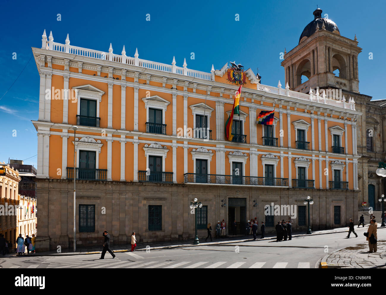 Palazzo presidenziale, Plaza Murillo, distretto governativo di La Paz, capitale politica della Bolivia Foto Stock