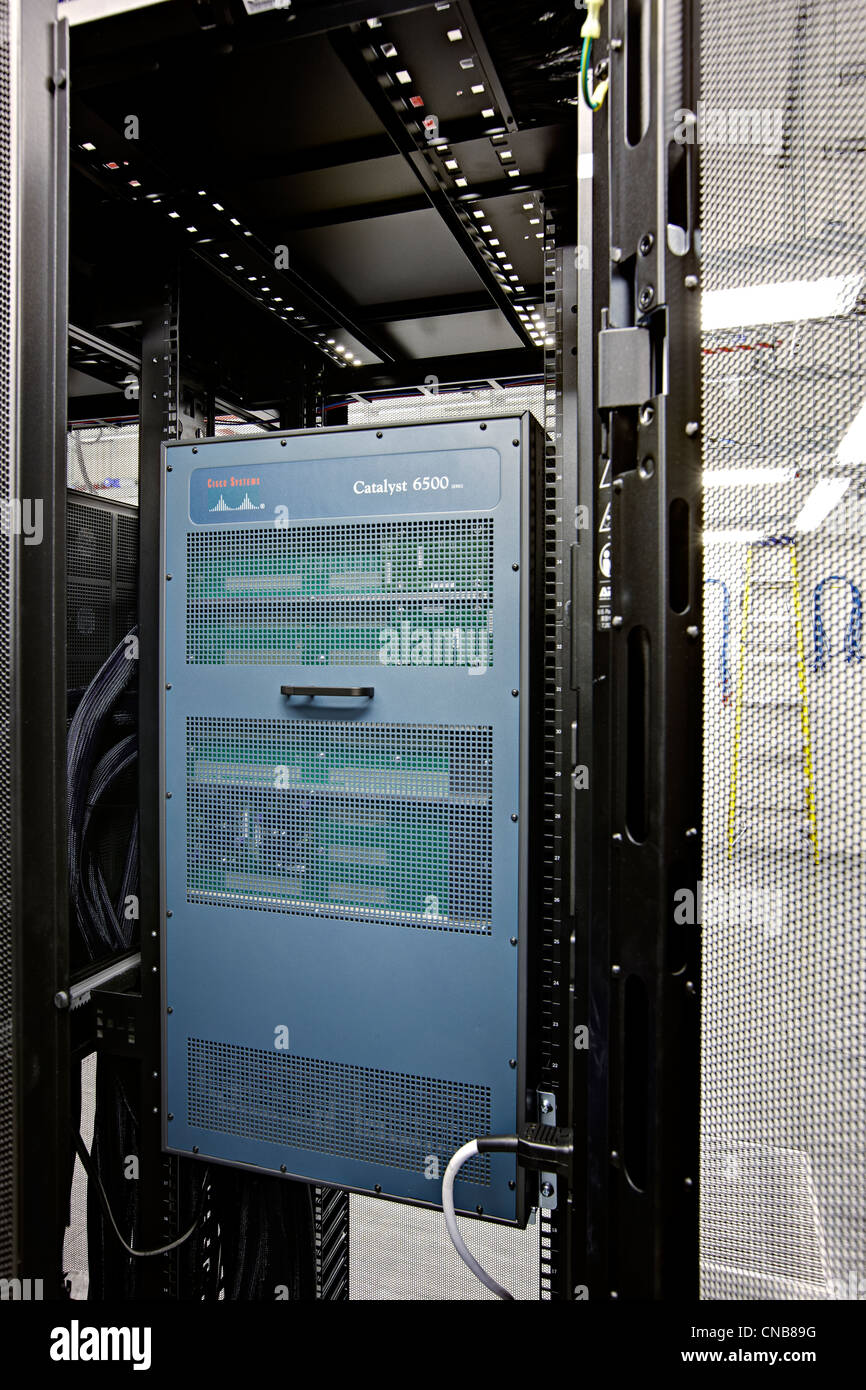 Cisco Catalyst 6500 comunicazioni rack in camera Foto Stock