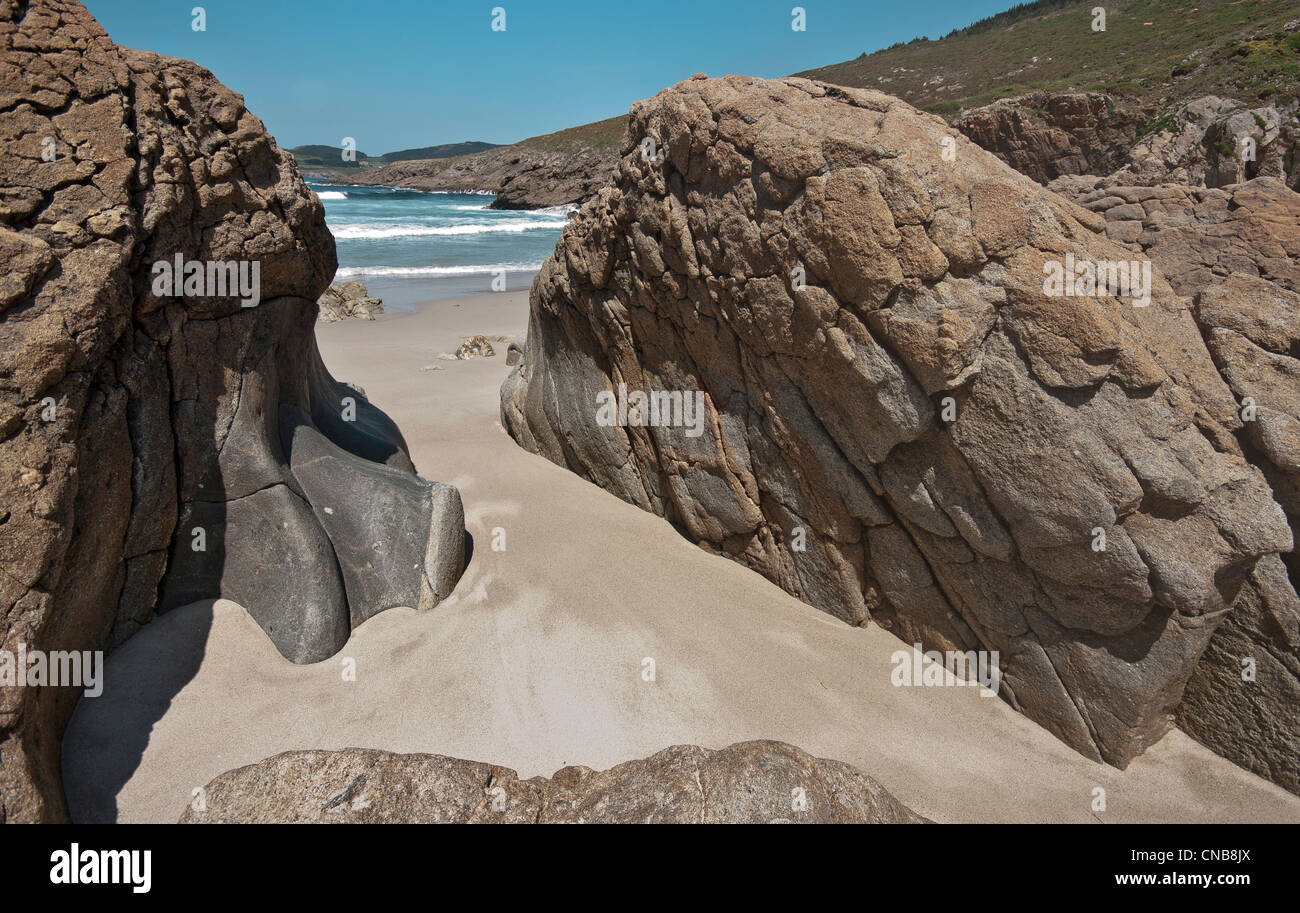 Spagna Galizia, rocce granitiche Foto Stock