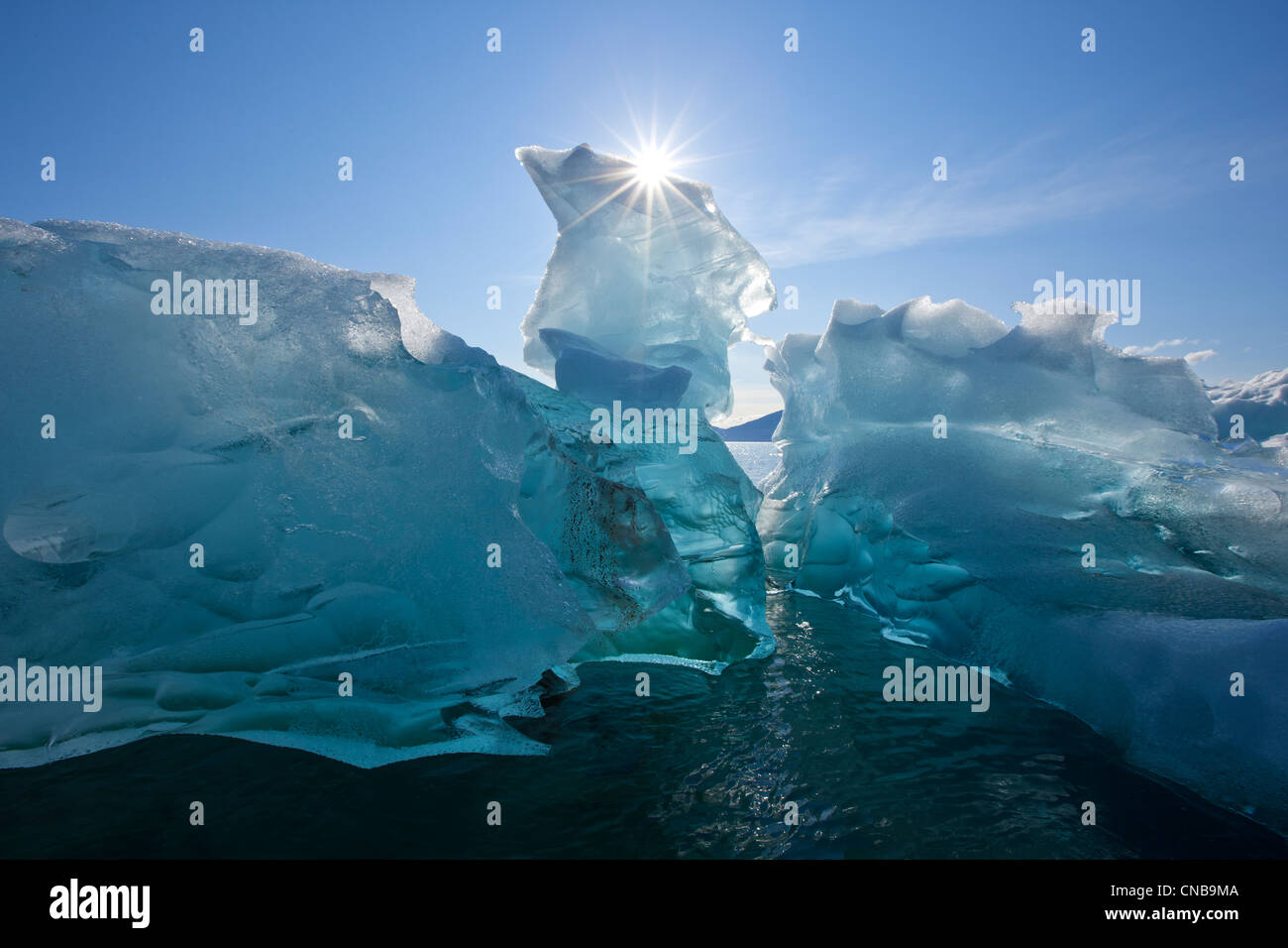 Un iceberg galleggianti su le calme acque della baia di Holkham all'entrata di Tracy braccio, a sud-est di Alaska, Autunno Foto Stock