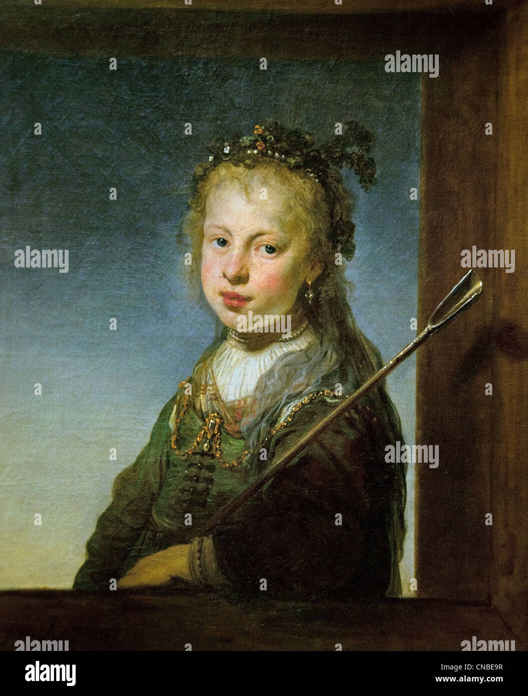 Ragazza come pastore incorniciata in una baia 1641 da Govert FLINCK 1615 - 1660 Paesi Bassi tedeschi olandesi Foto Stock