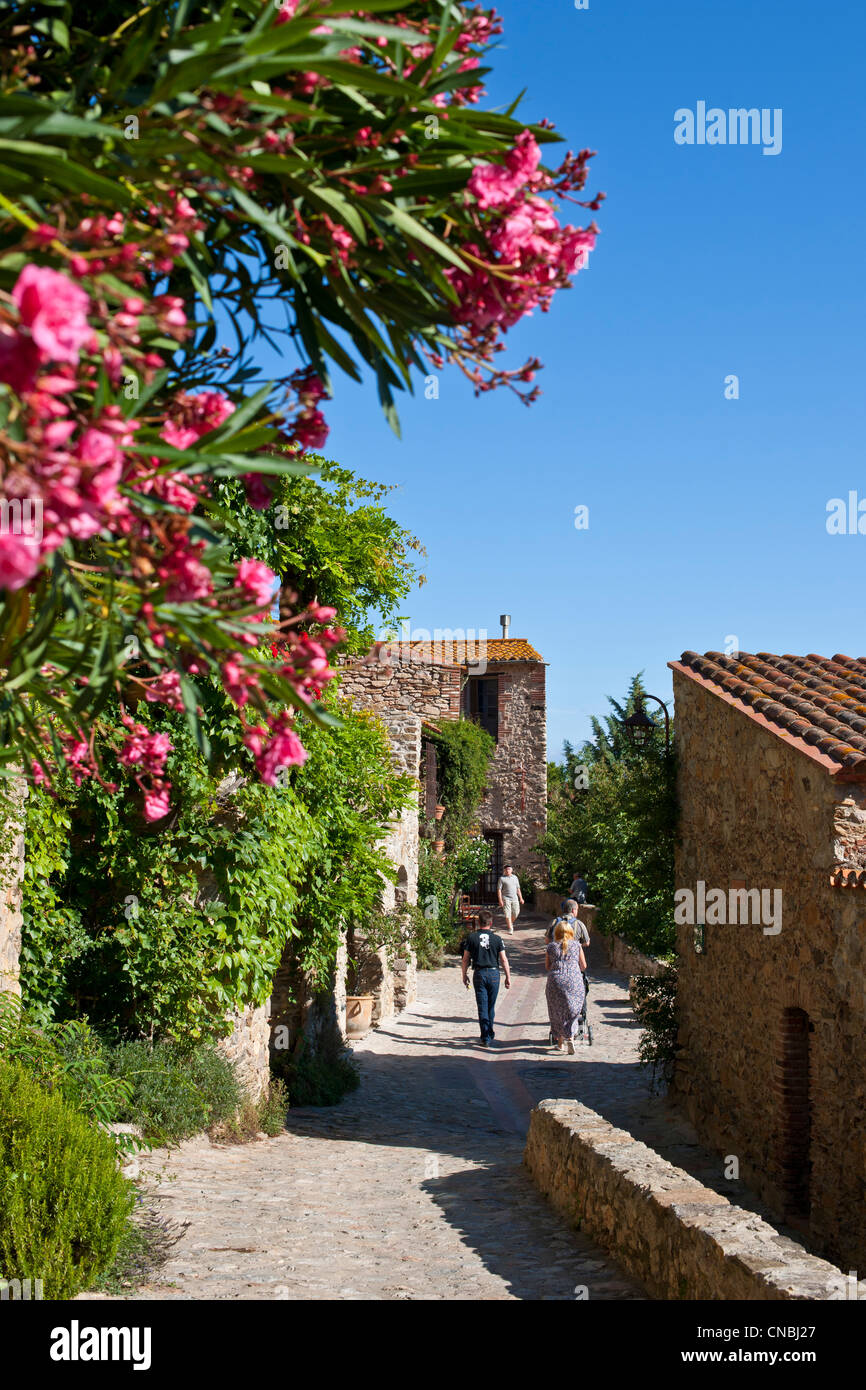 Francia, Pirenei orientali, Castelnou etichettati Les Plus Beaux Villages de France (i più bei villaggi di Francia), Foto Stock