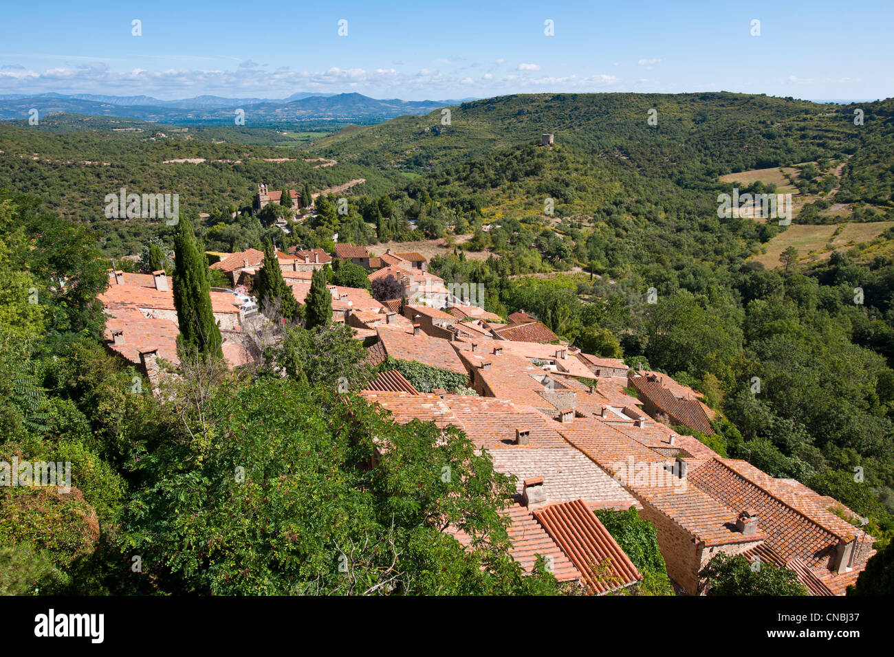 Francia, Pirenei orientali, Castelnou etichettati Les Plus Beaux Villages de France (i più bei villaggi di Francia), il Foto Stock