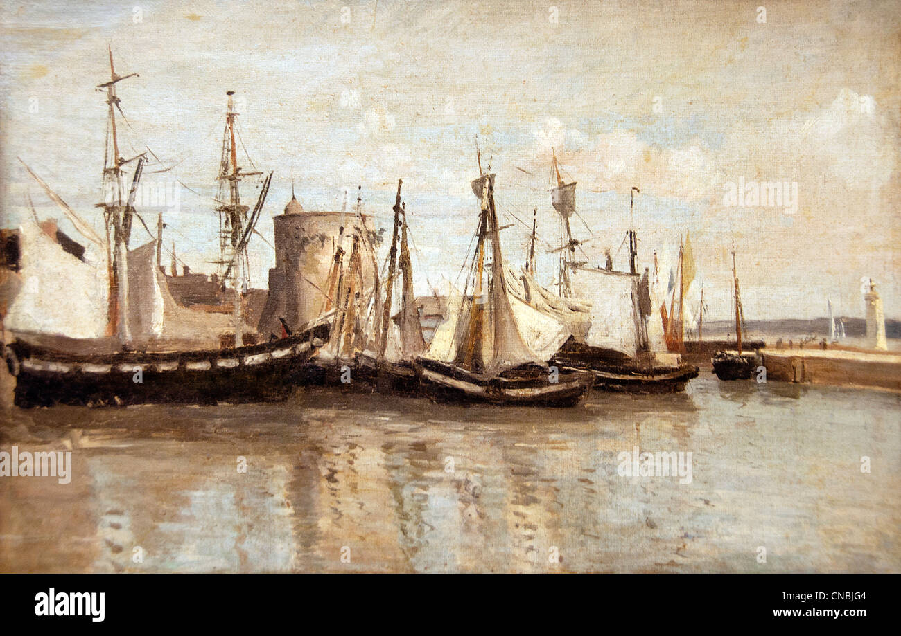 La rochelle Entree du Port d'Echouage - La Rochelle Port d 'Entree la cordatura Jean Baptiste Camille Corot 1796-1875 Francia - Francese Foto Stock
