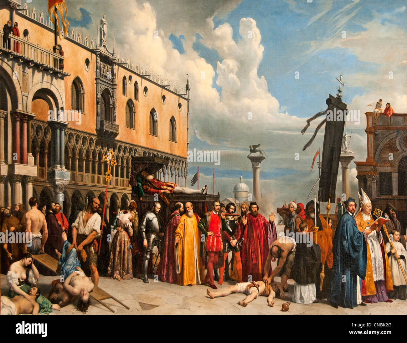 Tiziano è morto cadavere a Venezia durante la peste's epidemy nel 1576 da Alexandre Hesse 1806 - 1879 Francia - Francese Foto Stock