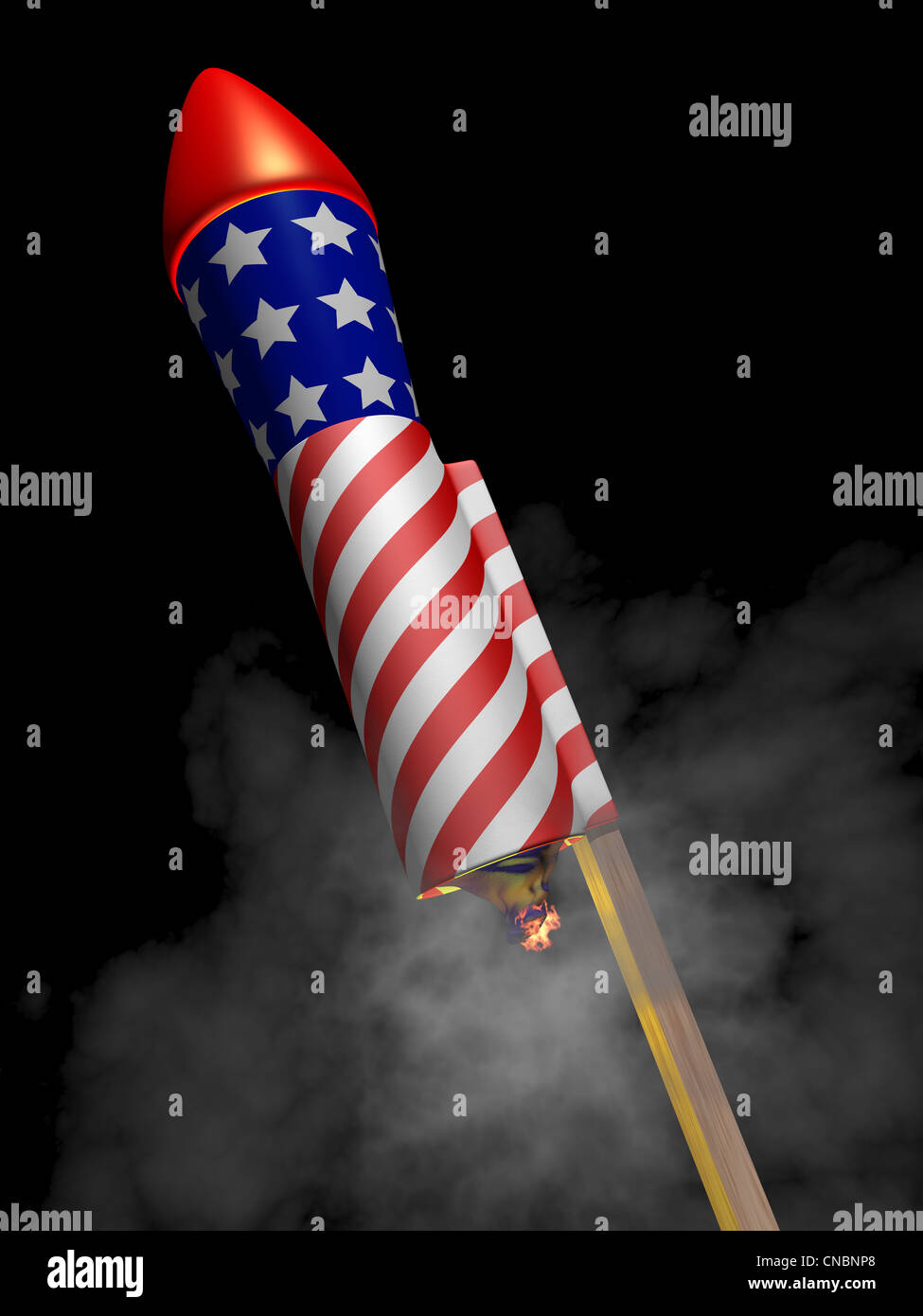 Stati Uniti d'America fuochi d' artificio con fusibile accesa pronto per il lancio Foto Stock