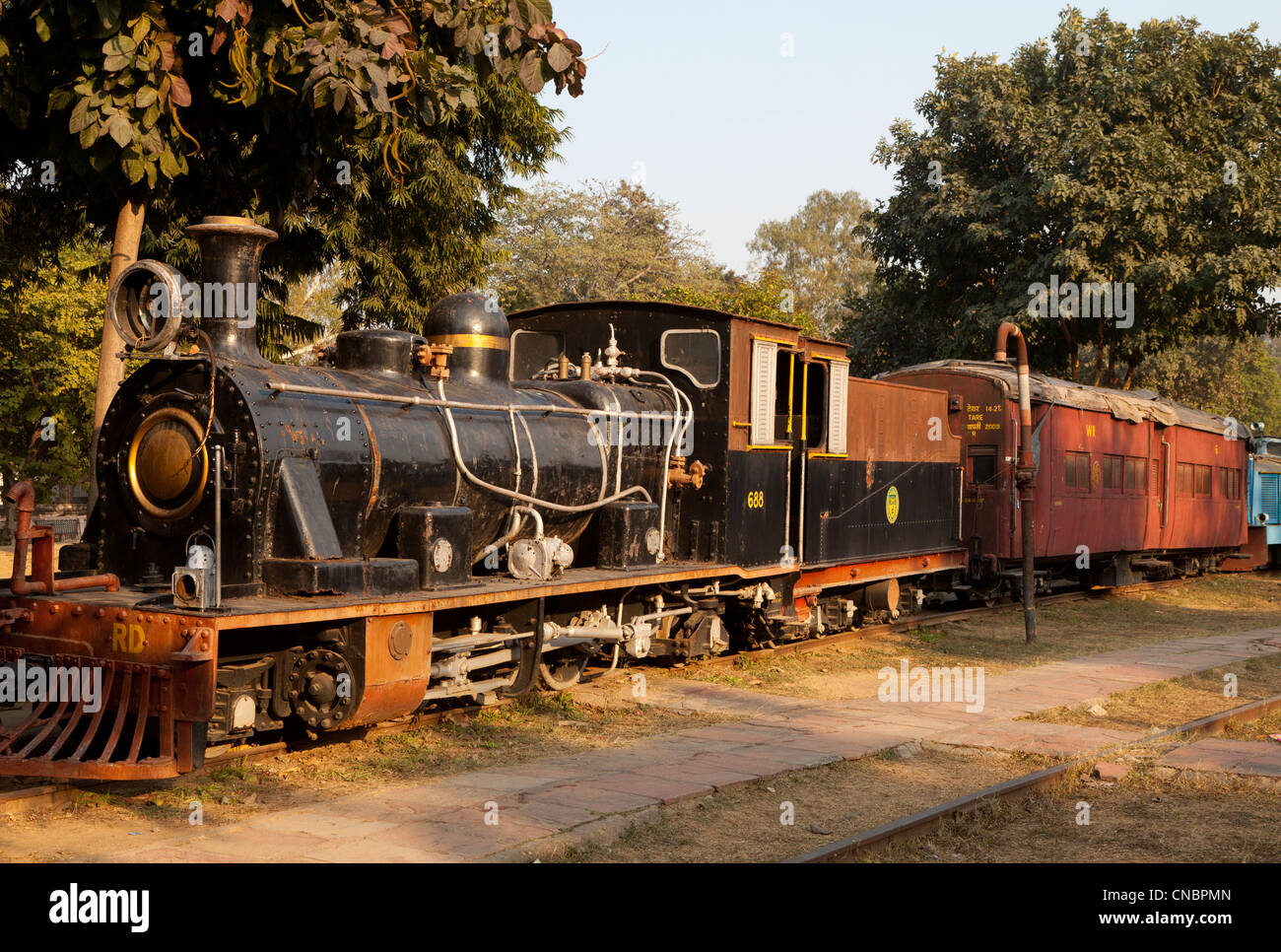 India, Uttar Pradesh, New Delhi, Museo delle ferrovie, locomotiva a vapore Foto Stock