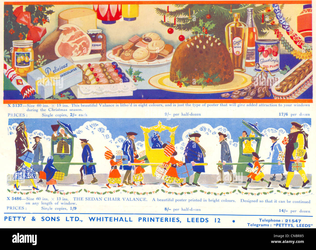 Pubblicità per il Natale cantonali da Petty & Sons, Leeds Foto Stock