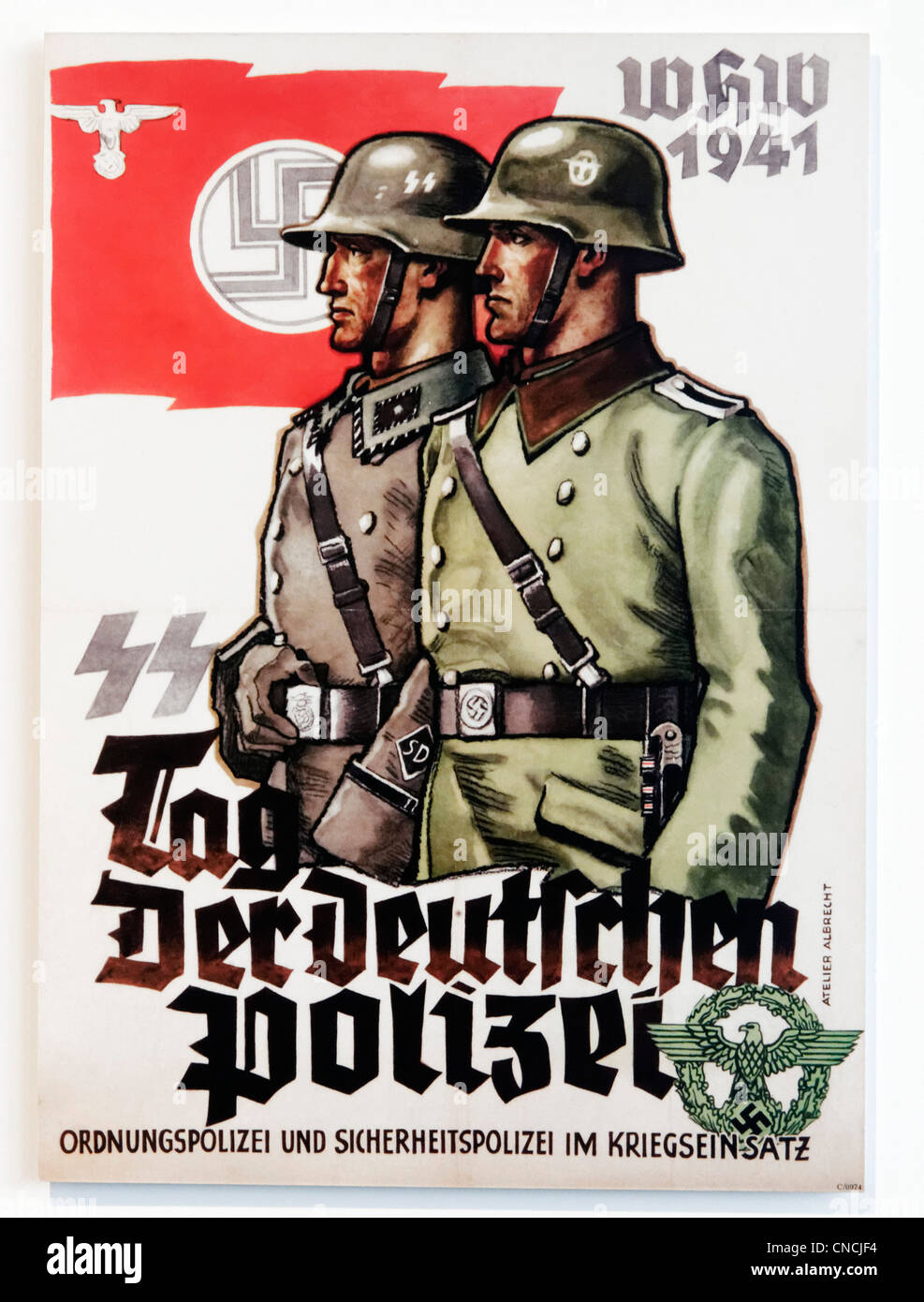 Un nazista poster di promozione della polizia annuale giorno dal 1941 Foto Stock