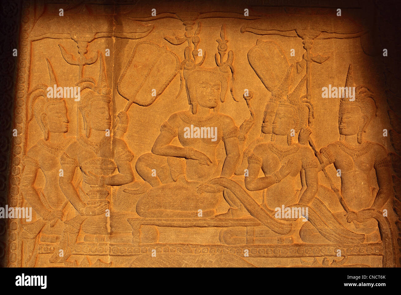 Il bassorilievo sulla parete di Angkor Wat. Angkor, Siem Reap, Cambogia, Asia sud-orientale, Asia Foto Stock