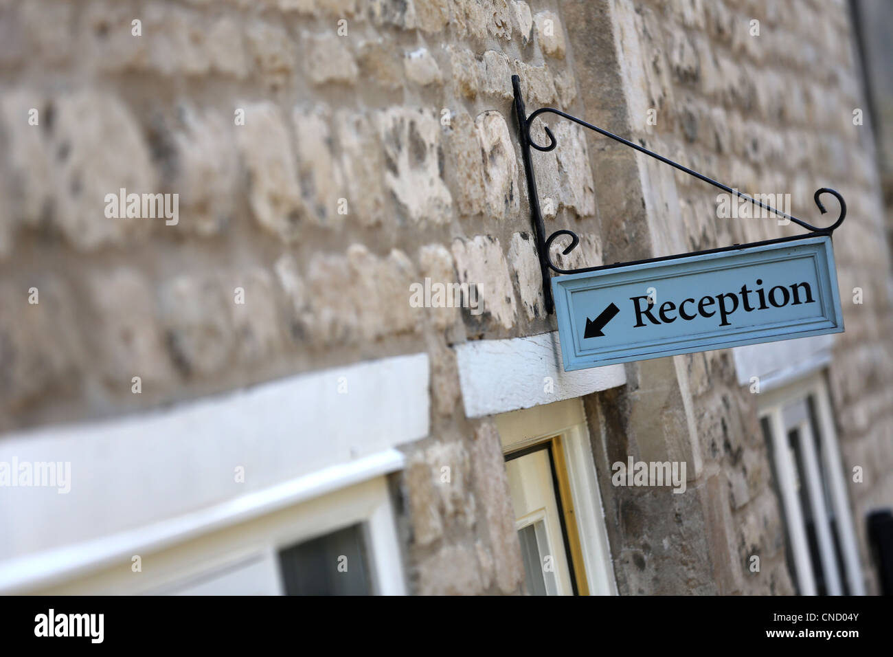 Segno di ricezione presso un hotel Foto Stock