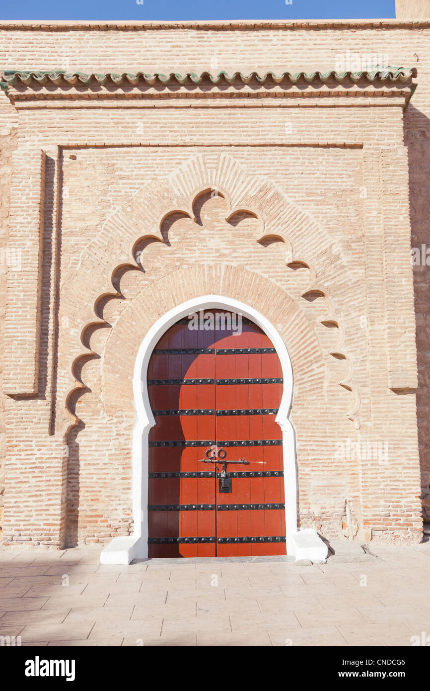 Porta d'ingresso alla Moschea di Koutoubia, Marrakech Foto Stock
