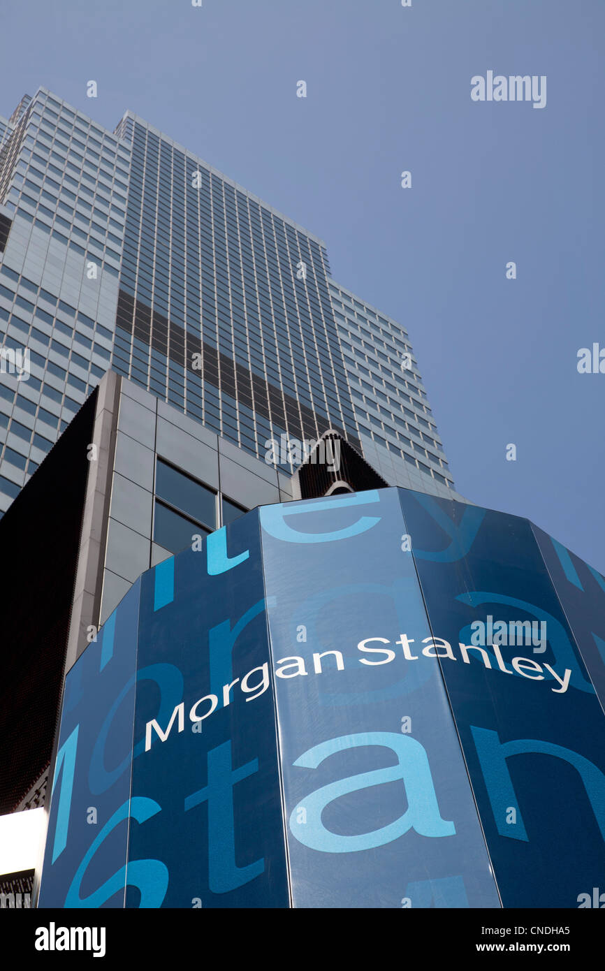 Morgan Stanley sede centrale globale a 1585 Broadway a Manhattan, New York City Foto Stock