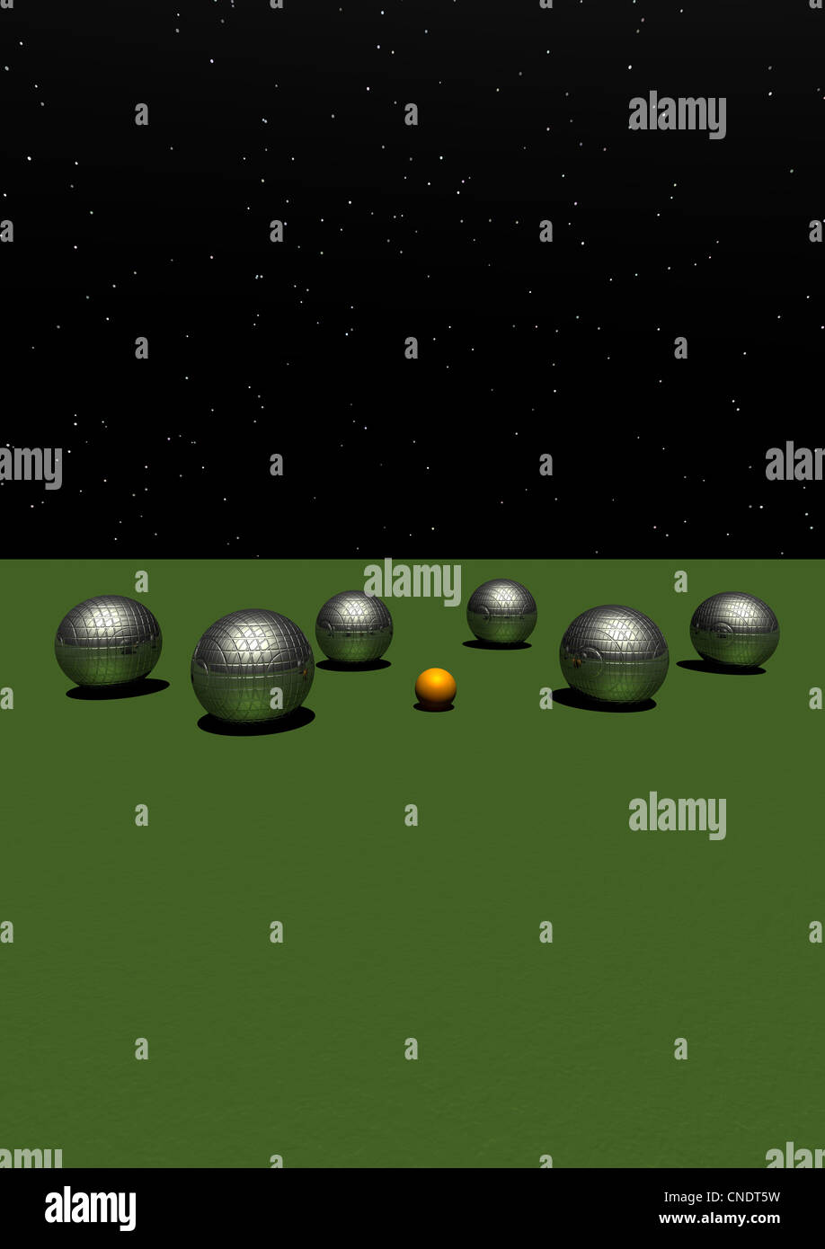 La petanque e erba verde Foto Stock