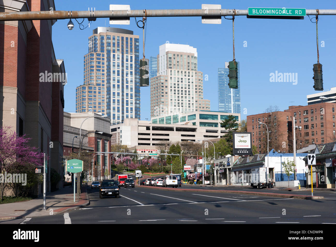 Vista la mattina della skyline di White Plains, New York. Foto Stock