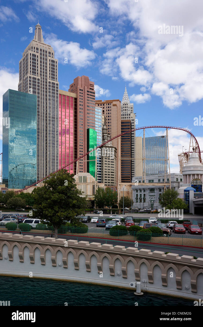 Highrise edifici, degli alberghi e dei casinò di Las Vegas, la striscia, Nevada, STATI UNITI D'AMERICA Foto Stock