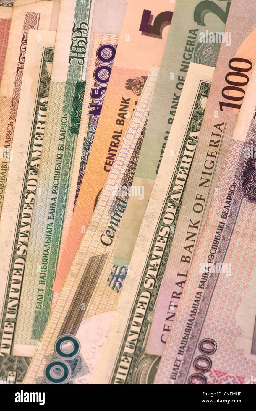 La parte superiore della carta moneta Foto Stock