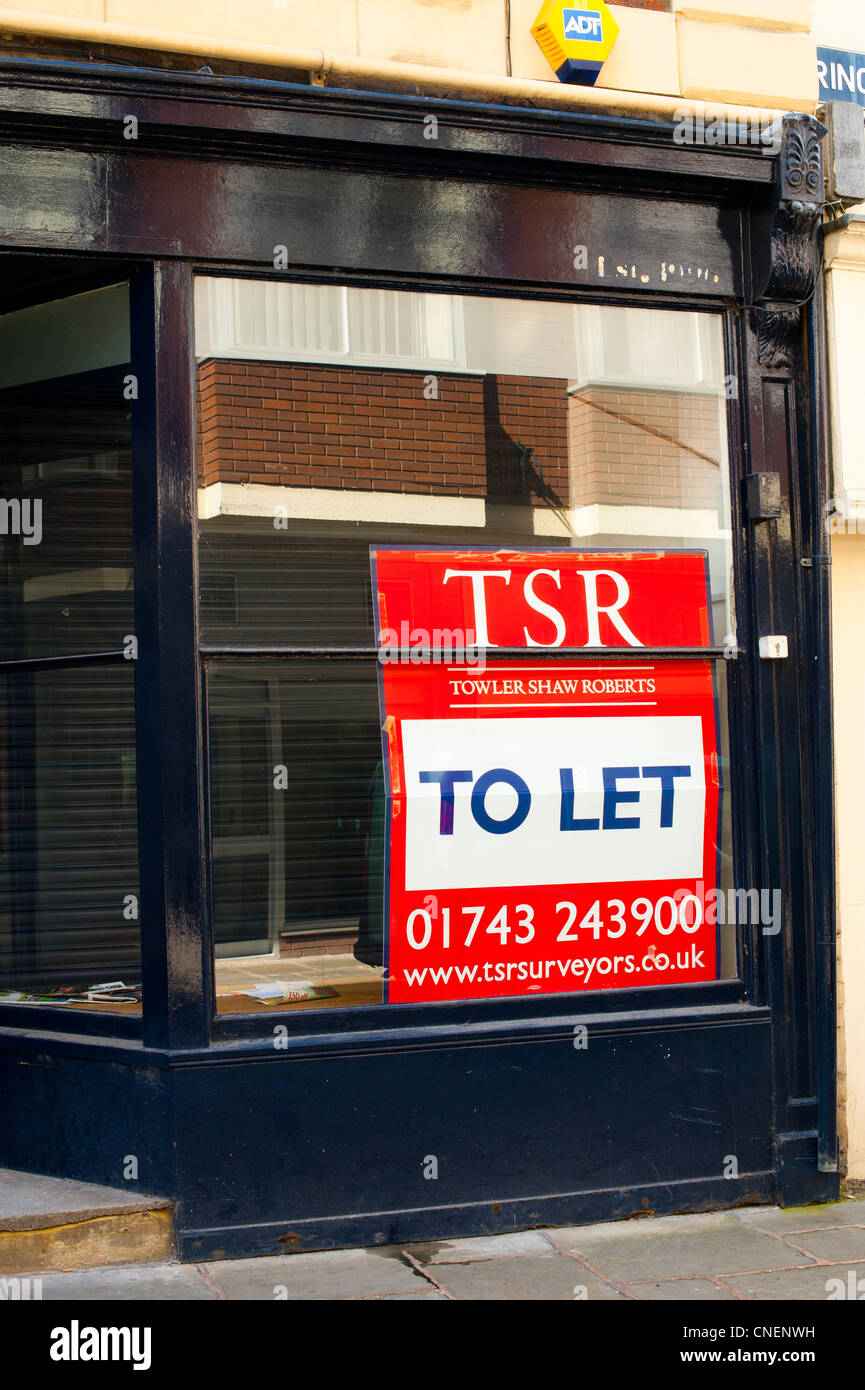 Negozio di vuoto per lasciare Shrewsbury Shropshire REGNO UNITO Foto Stock