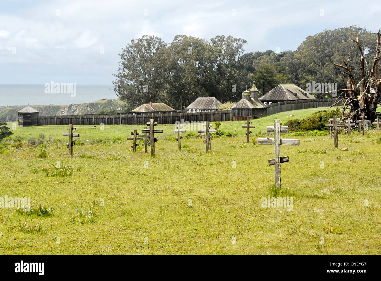 Cimitero di coloni russi a Fort Ross, Sonoma County, California, Stati Uniti d'America Foto Stock