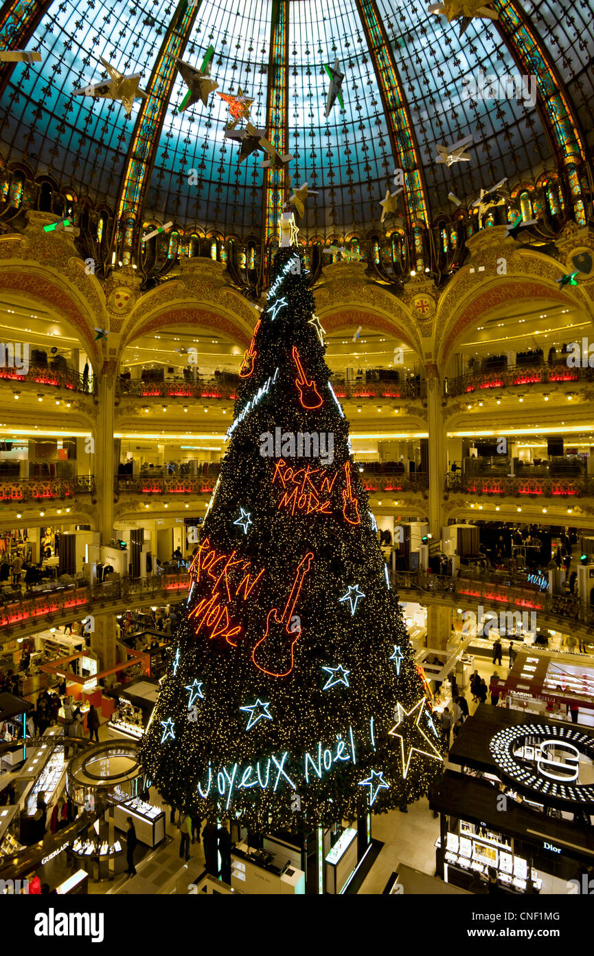 Le Galeries Lafayette, Natale, Parigi, Francia Foto Stock