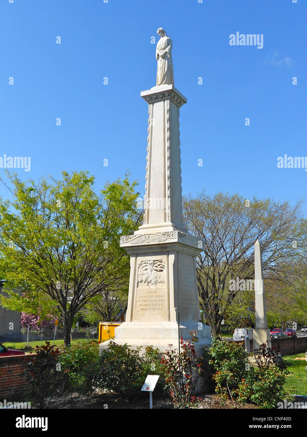 : Monumento alle Vittime del 1864 esplosione a Washington DC, Arsenal. Nel cimitero del Congresso di Washington, DC Foto Stock