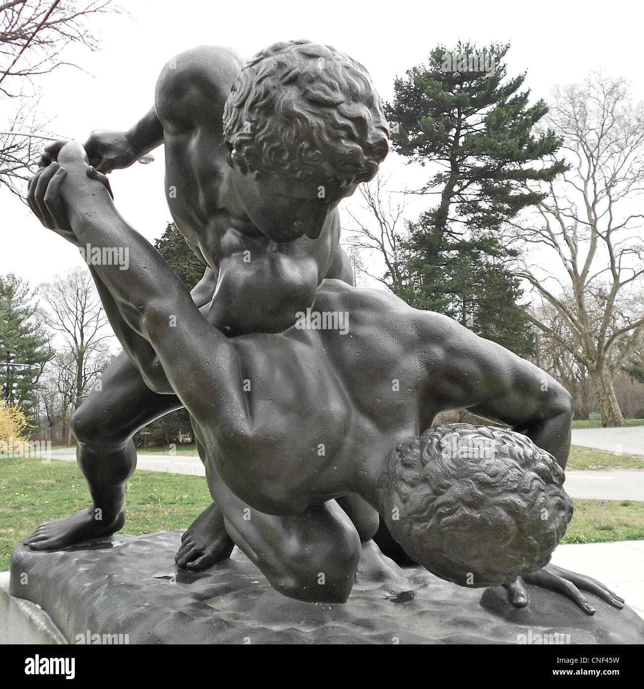 Lottatori scultura - colato dall'antica statua ora a Firenze. Cast 1885, ora in Fairmount Park presso il centro ortofrutticolo, Ph Foto Stock