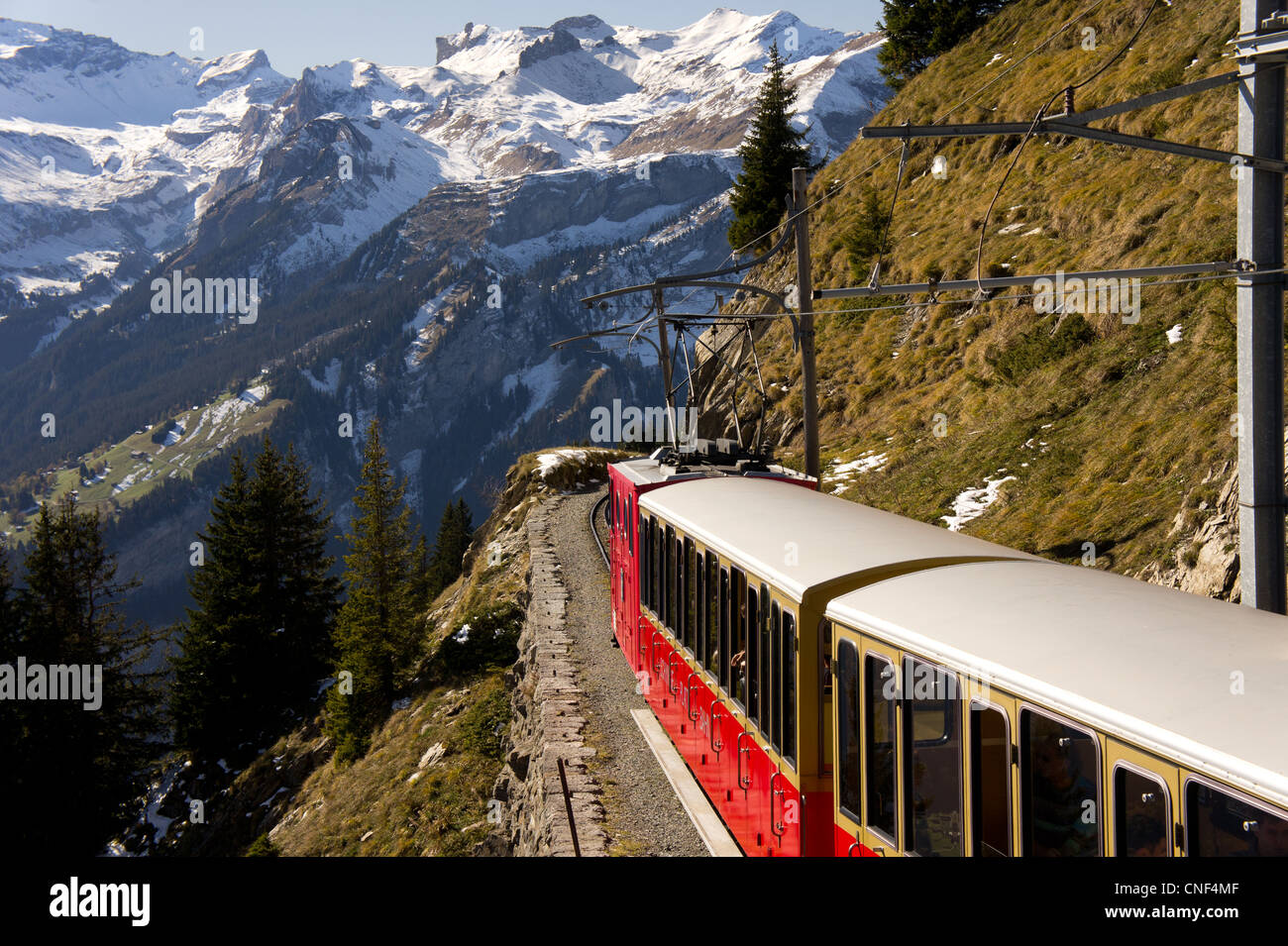 Schynige Paltte rtailroad, alpi Bernesi, Svizzera Foto Stock