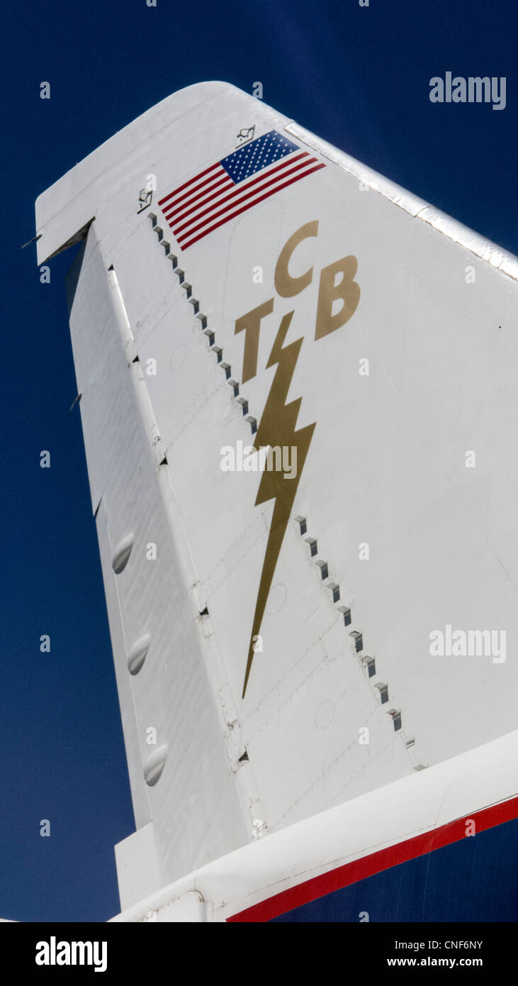 Elvis Presley's jet il Lisa-Marie parcheggiato a Graceland con Elvis motto e il logo TCB Prendersi Cura delle Aziende Foto Stock