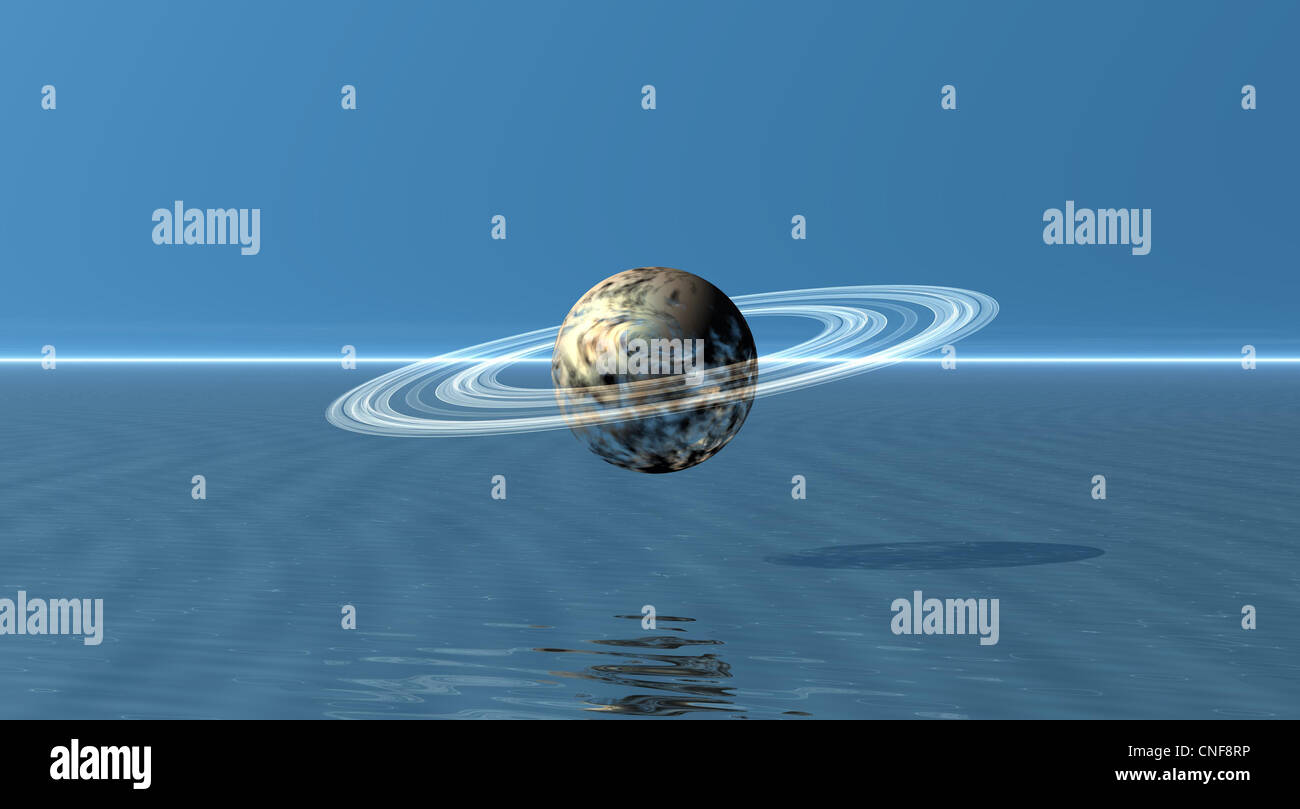 Saturno blu e bianco Foto Stock