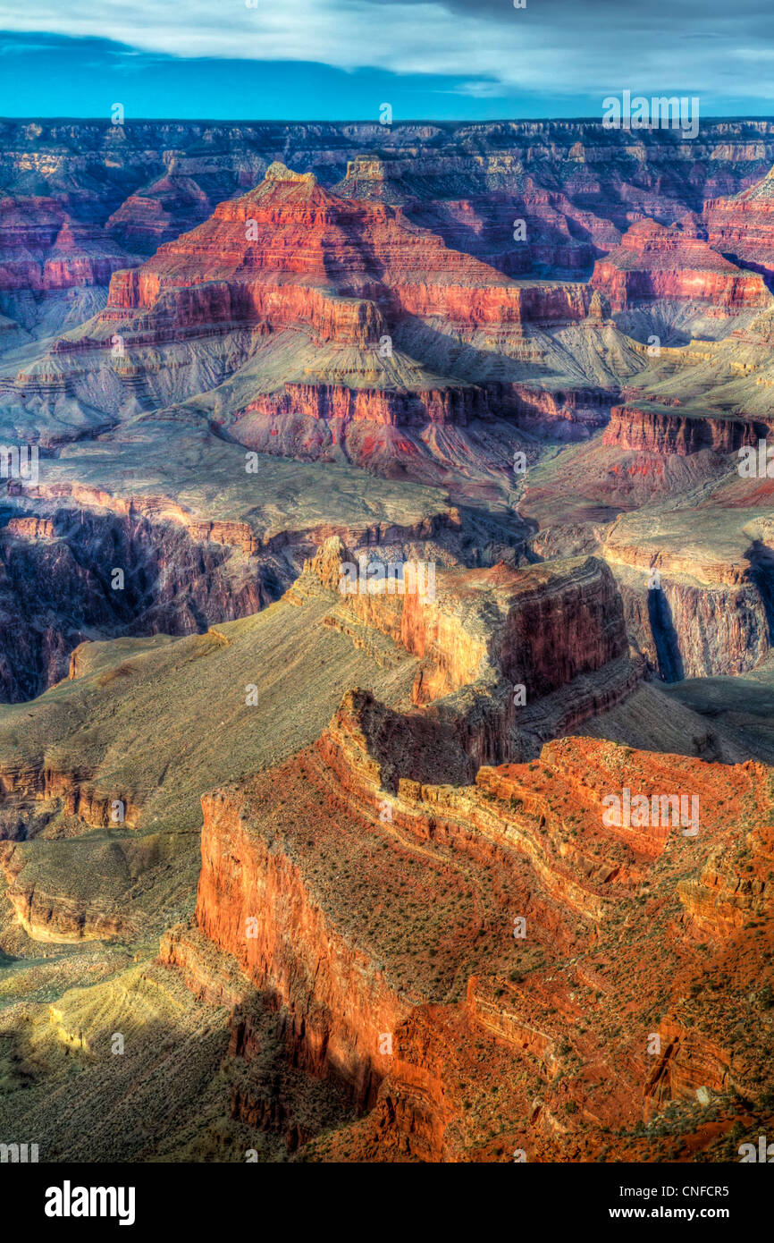 Tramonto al punto di Mohave, south rim, il Parco Nazionale del Grand Canyon (Arizona, USA). Tecnica HDR. Foto Stock
