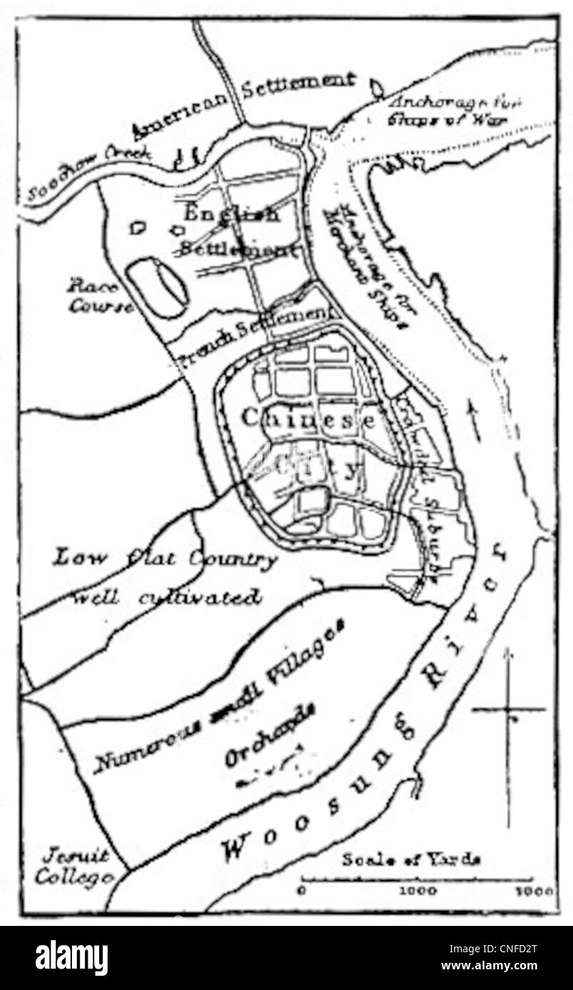 Mappa di Shanghai intorno 1888 Foto Stock