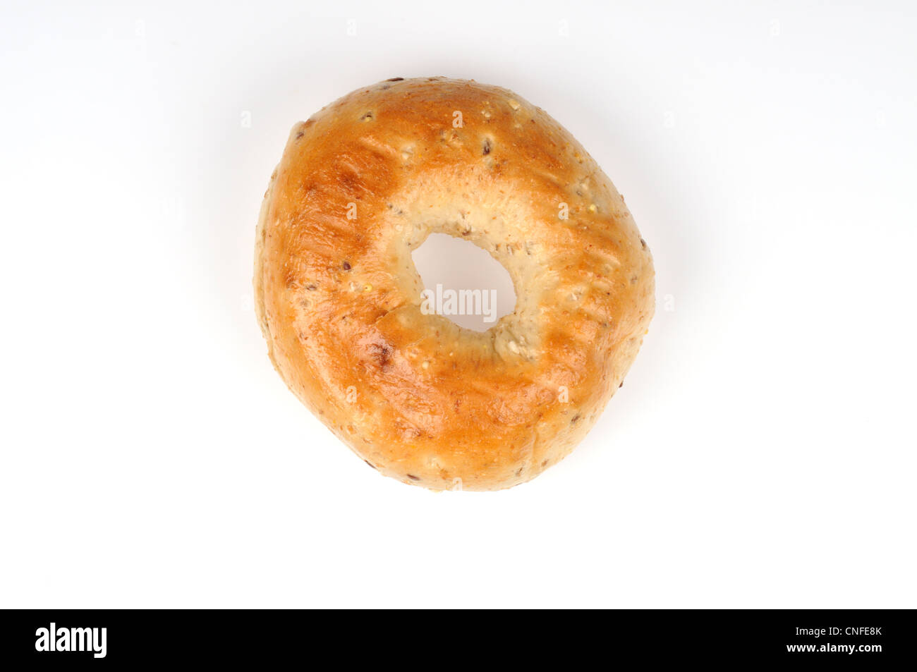 Tutto il grano bagel su sfondo bianco ritaglio. Foto Stock