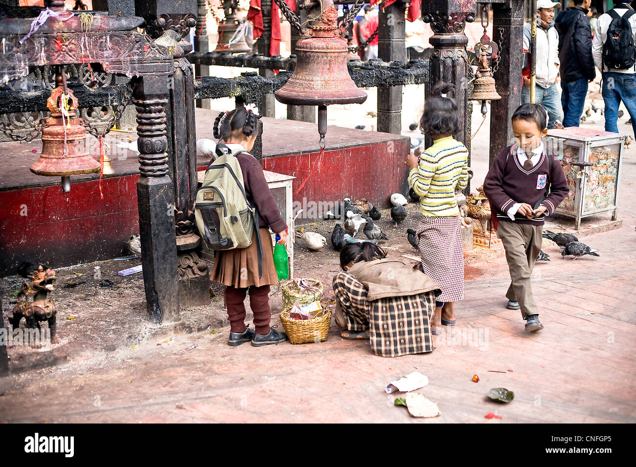 I ragazzi al tempio Manakamana ,Nepal Foto Stock