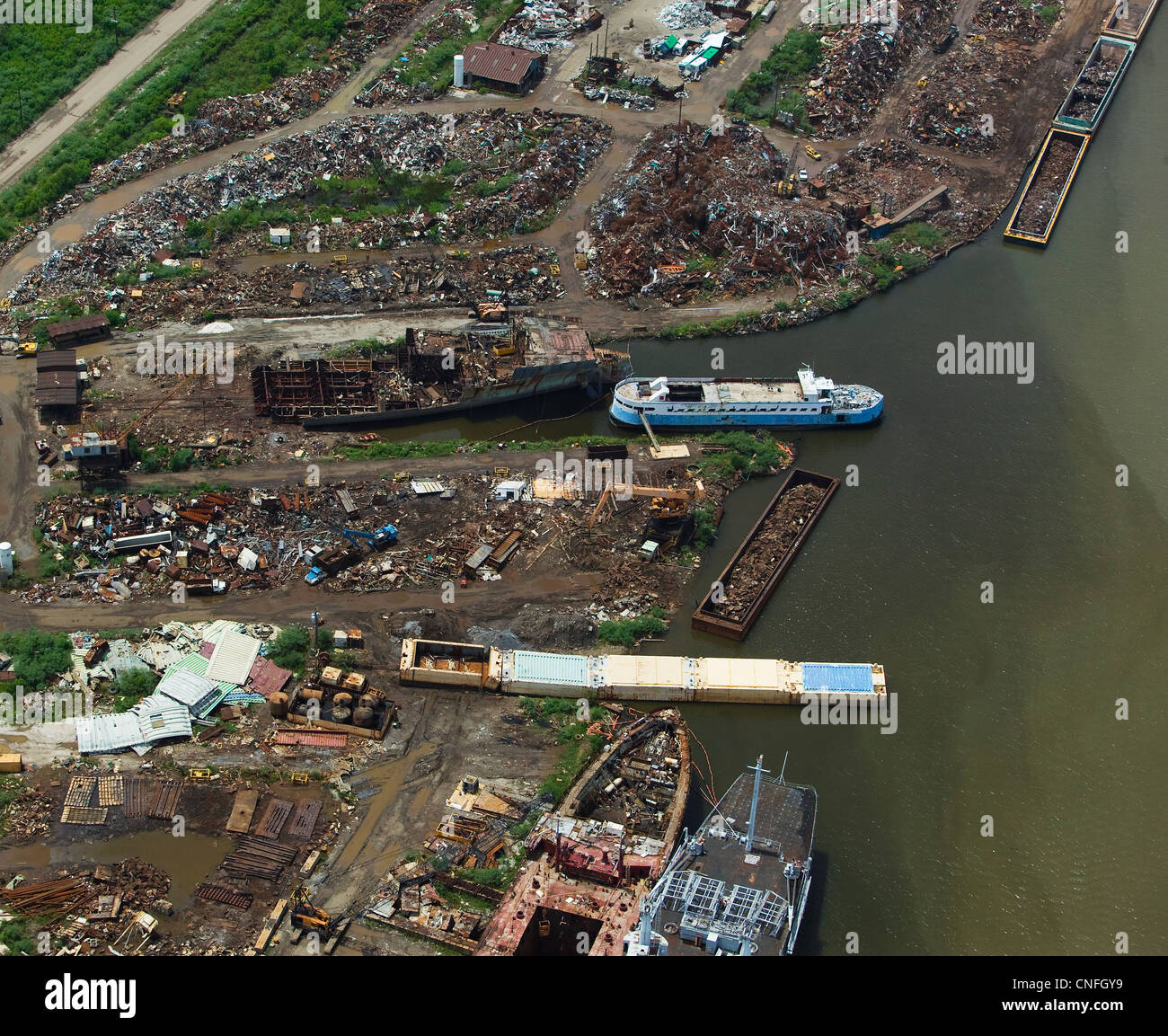 Fotografia aerea di macerie cestino 9 inferiore Ward New Orleans uragano Katrina postumi Foto Stock